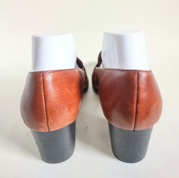 90s Y2k Academia Mootsies Tootsies Brown Leather Chunky Heel Slip On Shoes sz 10 - Picture 6 of 10